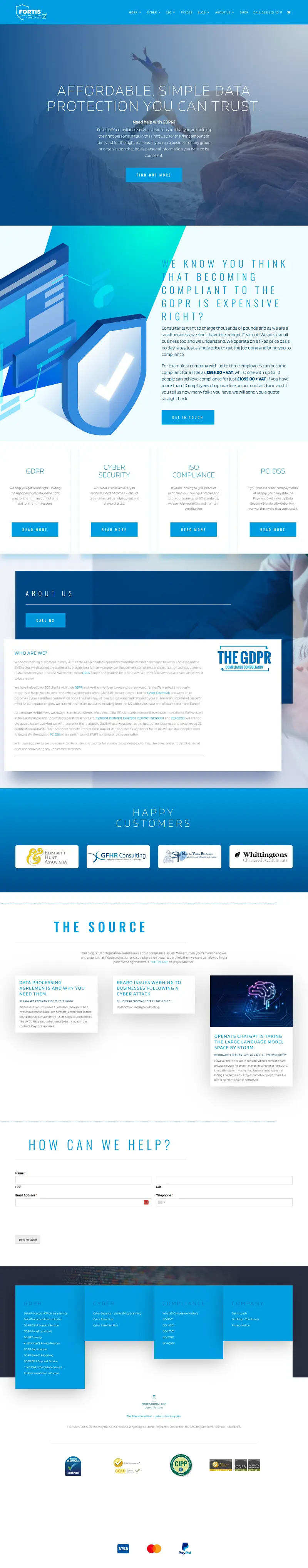 Fortis DPC homepage - before