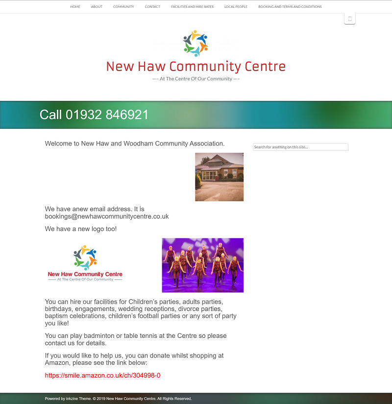 New Haw Community Centre homepage - before