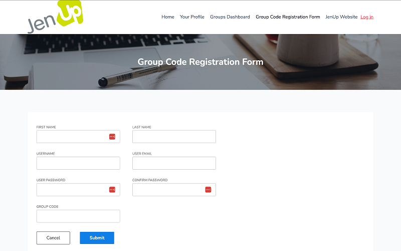 JenUp courses homepage