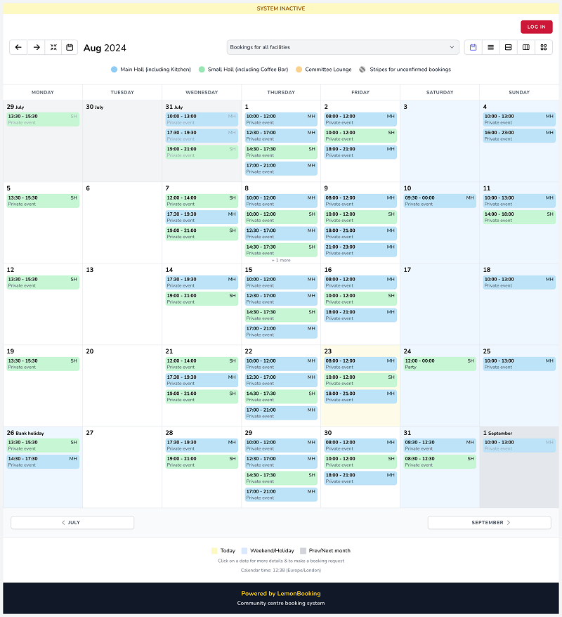 LemonBooking embedded calendar