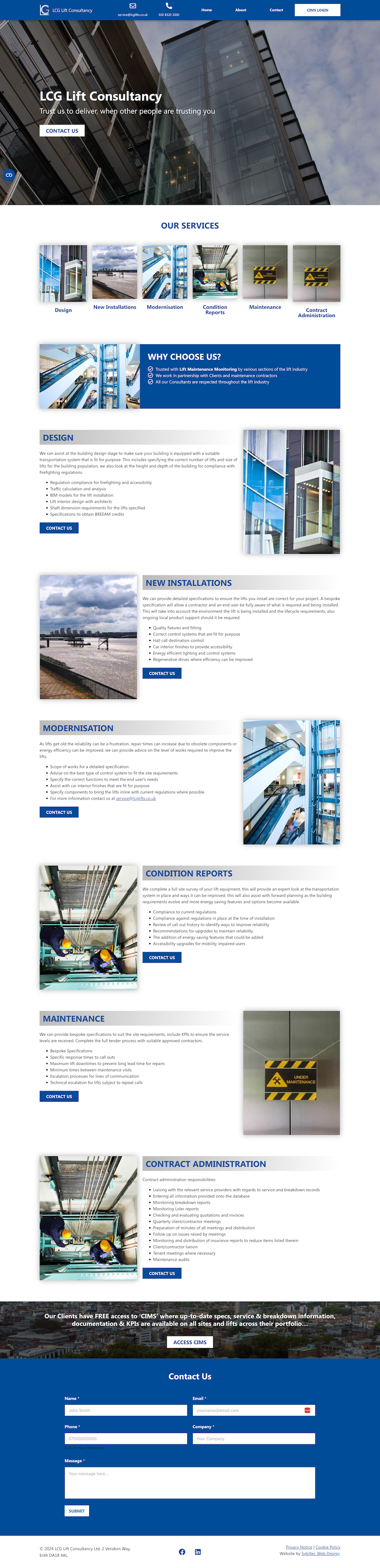 LCG Lift Consultancy homepage - after