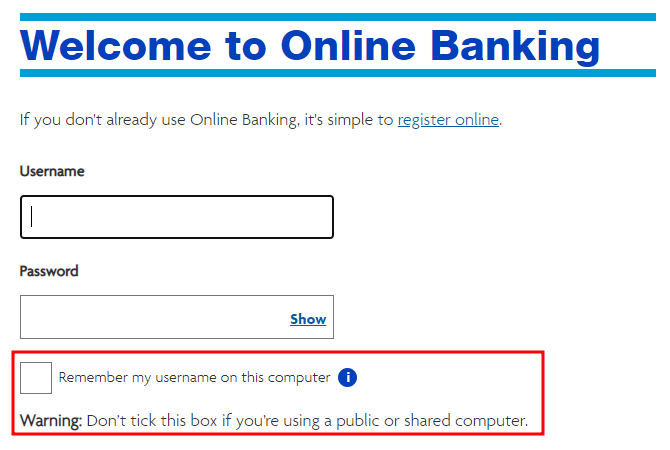 Halifax Online Banking login form