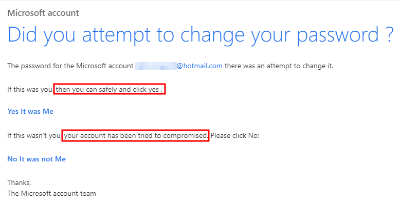 Microsoft account did you attempt to change your password