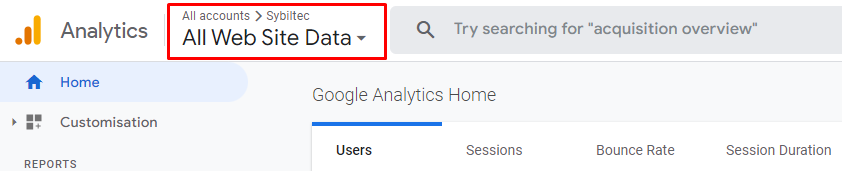 Google Analytics homepage