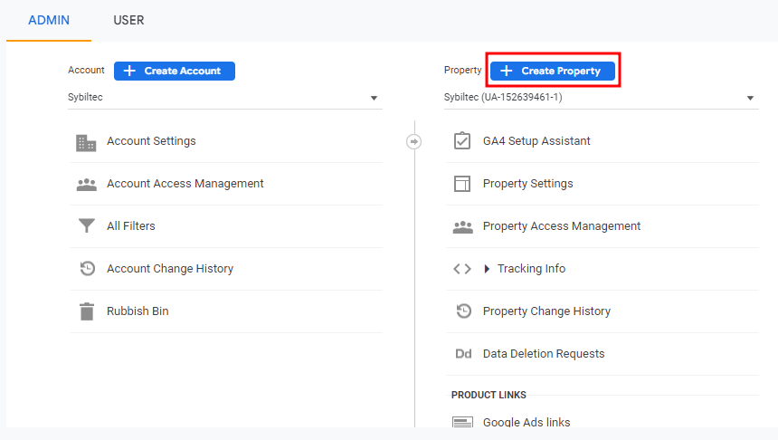 Google Analytics property management