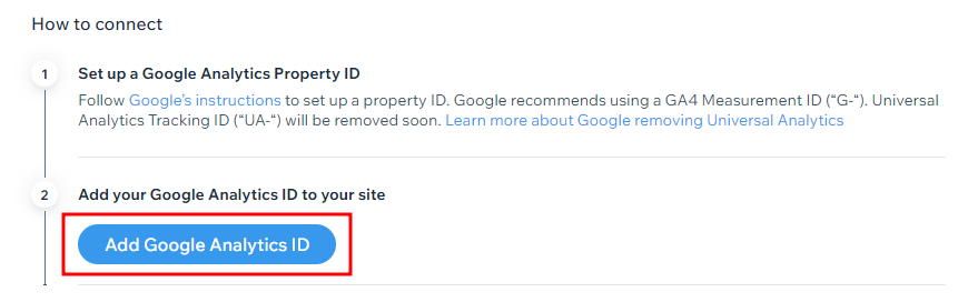 Wix add Google Analytics ID