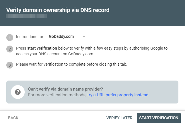 Verify domain ownership